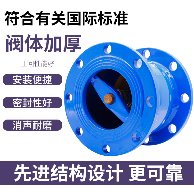 钢体消声止回阀H41X-16钢制弹簧升降式消音单向阀逆止阀法兰止回