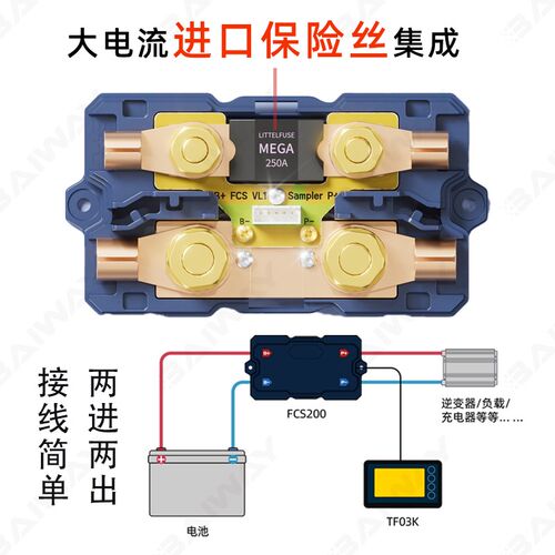 FCS200采样器TF03K库仑计电量显示器电动车房车锂电池电量显示表