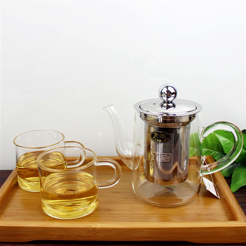 包邮雅风益心壶3件套茶具高硼玻璃套装水具泡茶壶茶杯套装送茶盘
