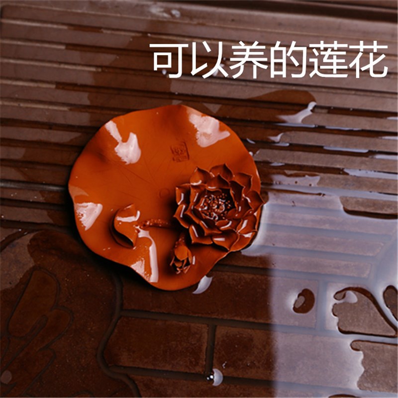 手捏莲花紫砂茶宠 纯手工创意精品可养 茶盘家居复古摆件荷花禅意