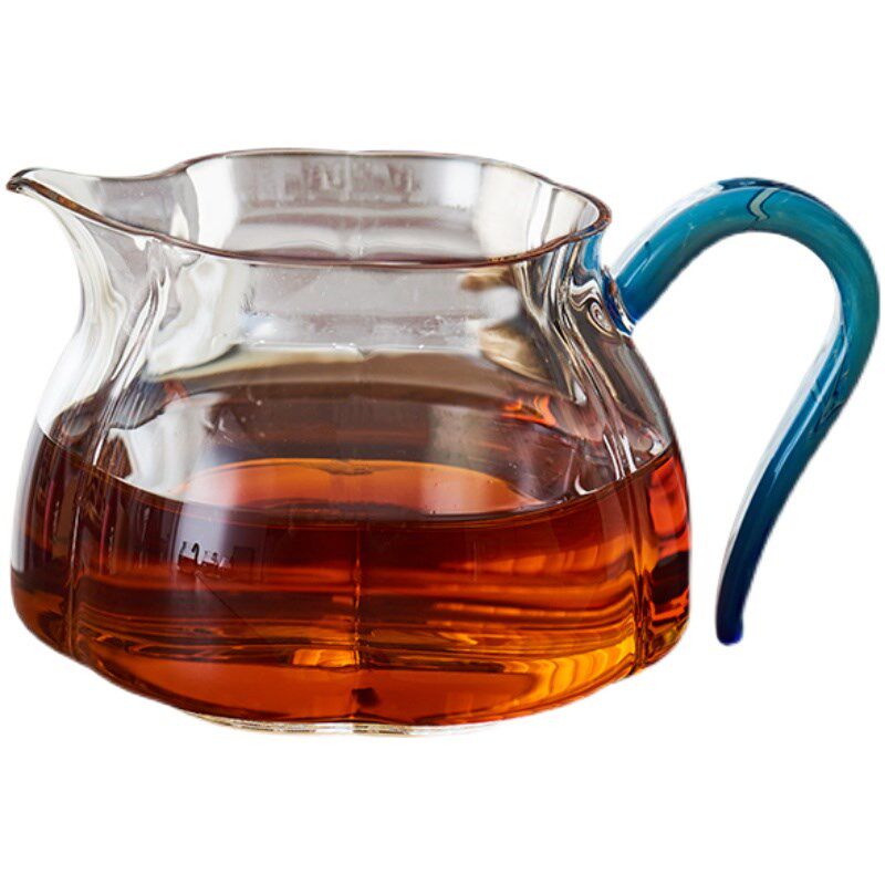 新羽耐热玻璃公道杯多彩公杯分茶器手工倒茶匀杯带把茶海功夫茶具