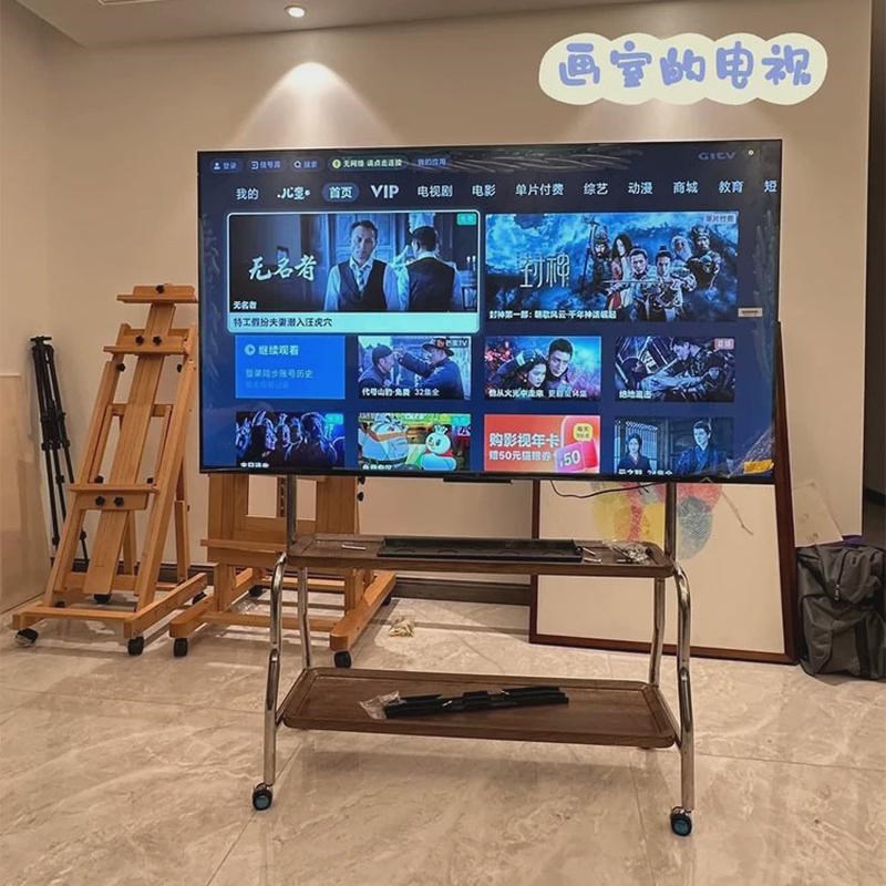 电视落地支架可移动不锈钢立式带轮推车客厅卧室43-75寸通用挂架