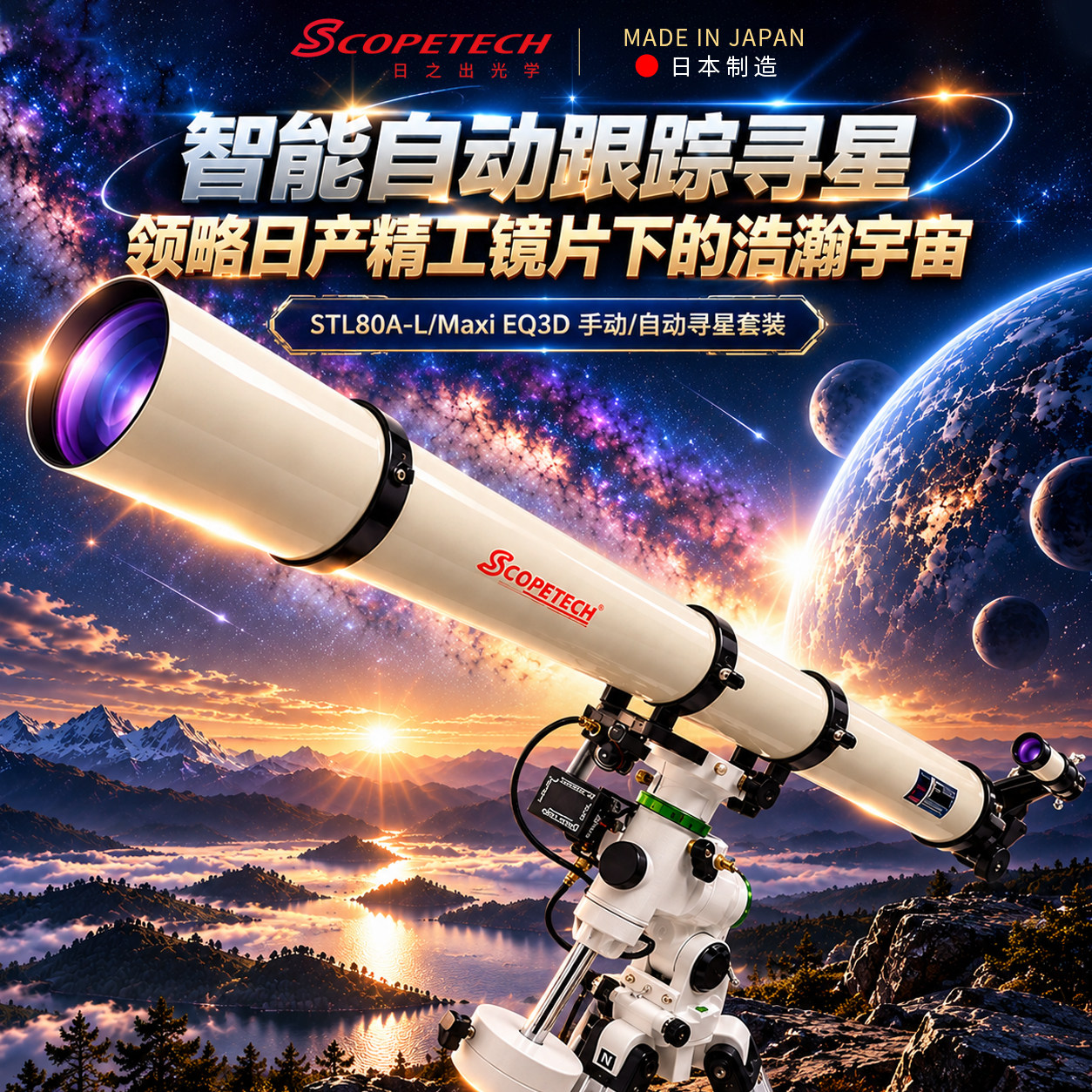 Scopetech日本制造原装进口专业级赤道仪高清天文望远镜