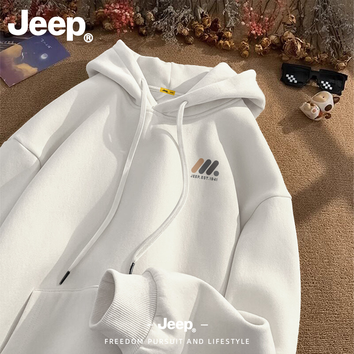 JEEP吉普重磅宽松连帽卫衣男