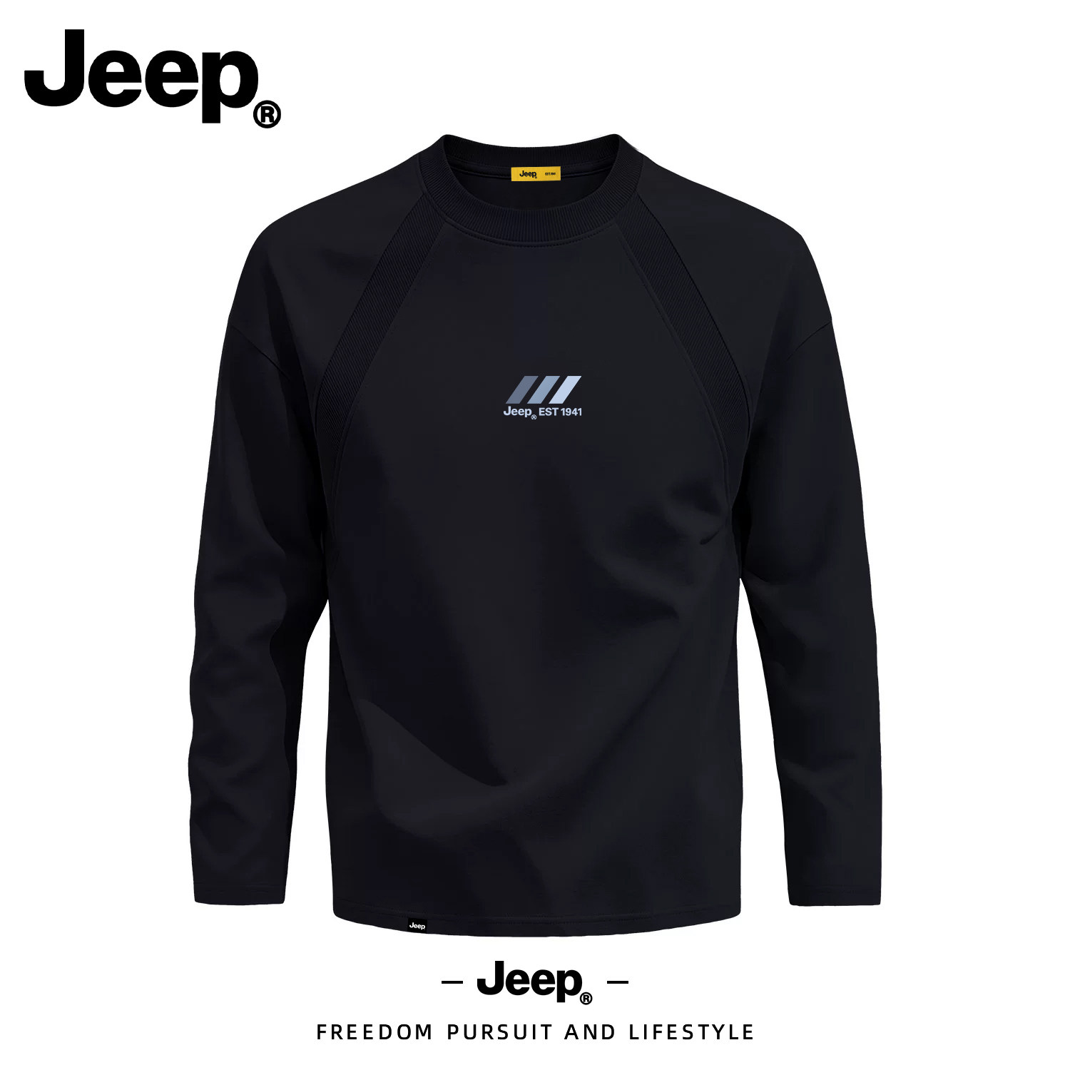 JEEP/吉普美式复古插肩长袖卫衣男秋季圆领高级感宽松休闲上衣