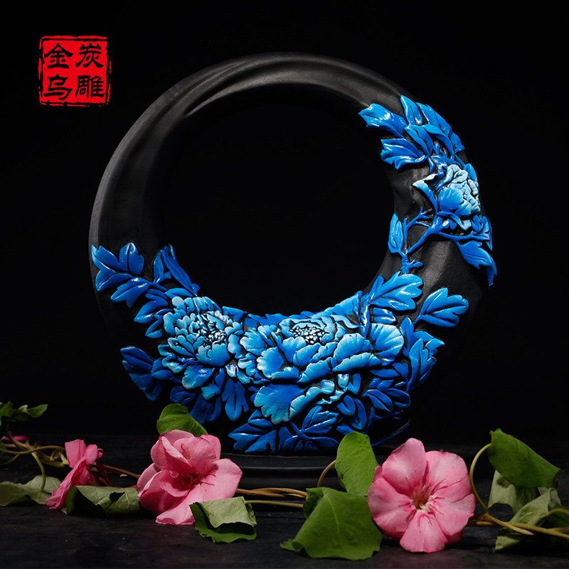 金乌炭雕花好月圆结婚礼物创意乔迁新居礼品活性炭炭雕工艺品摆件