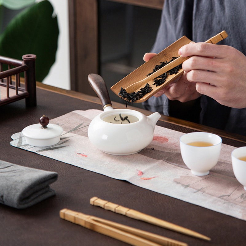 晟窑防水布茶席茶垫竹制茶则茶针茶夹茶拨茶巾干泡茶垫子配件套装