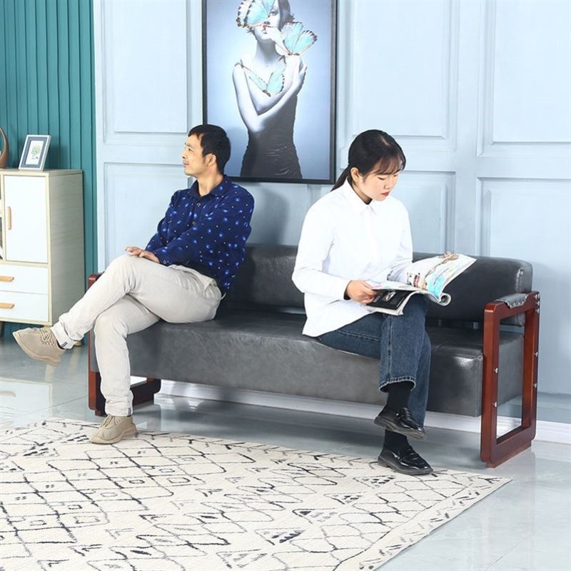 理发店沙发等候椅沙龙休闲长条复古实木休息椅美容美发美甲候客椅