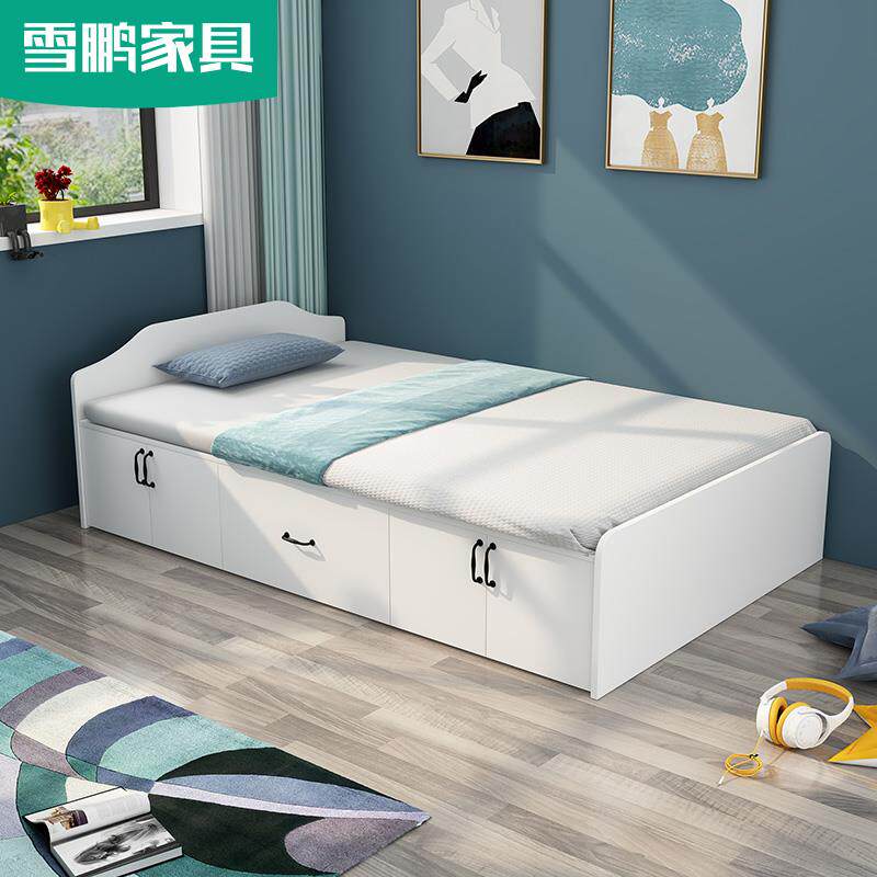 高箱储物床带抽屉1.2米单人床小户型板式床气动上翻床1.5米CH-223