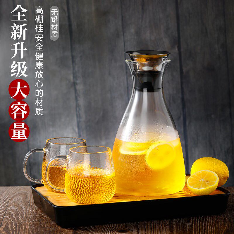 家用凉水壶玻璃凉水壶家用耐高温水瓶套装玻璃茶壶大容量冷水壶