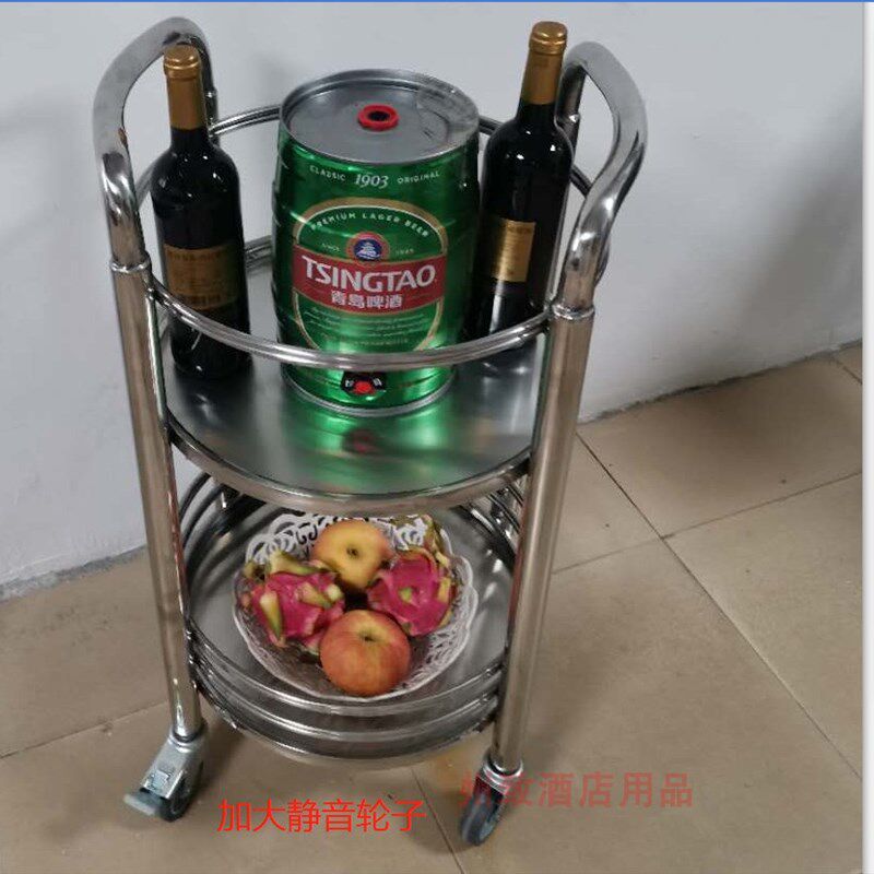 包邮双层椭圆酒水车不锈钢茶几架酒吧茶水服务车餐饮送餐车火锅车