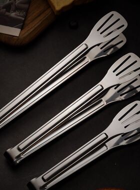 不锈钢三线加厚食品夹煎鱼烧烤夹子牛排馒头面包多用烤肉夹自助餐