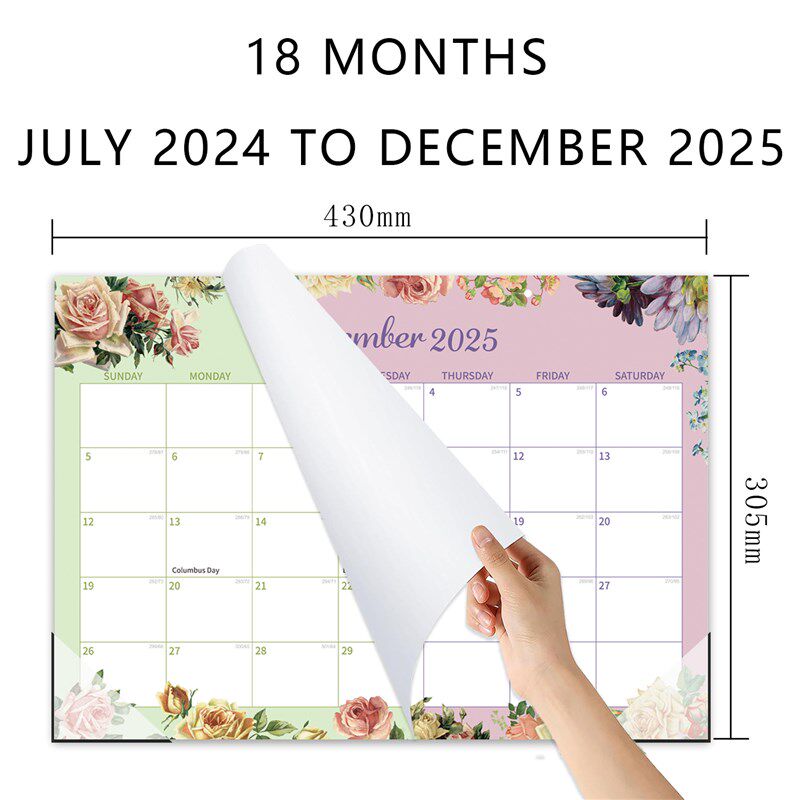 2024-2025年18个月英文挂历挂墙日历计划本工作计划打卡记录台历