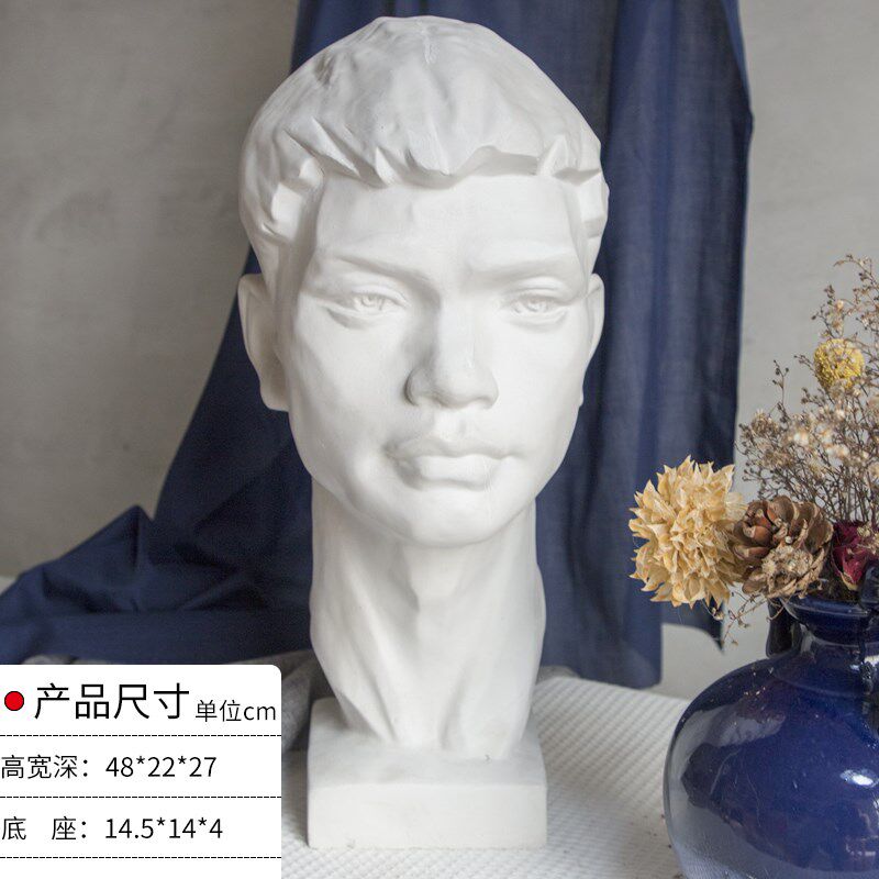 广东青年石膏头像美术写生教具石膏雕塑素描石膏头像摆件静物人像