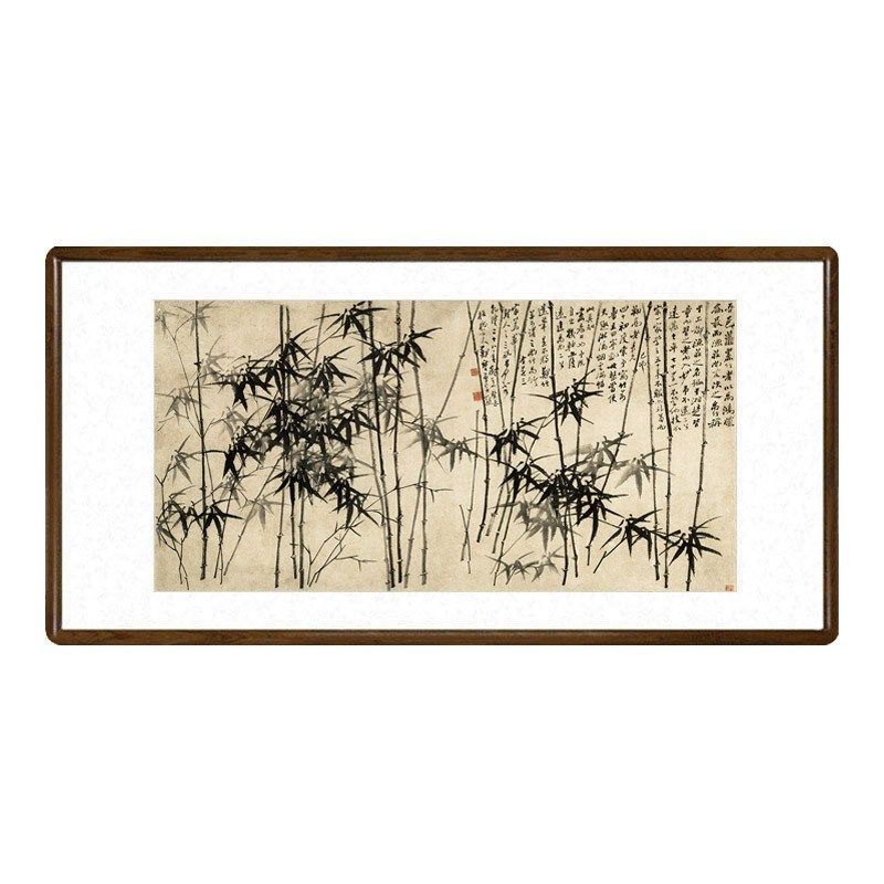 国画水墨画新中式客厅装饰画书房办公室酒店竹子挂画郑板桥墨竹图