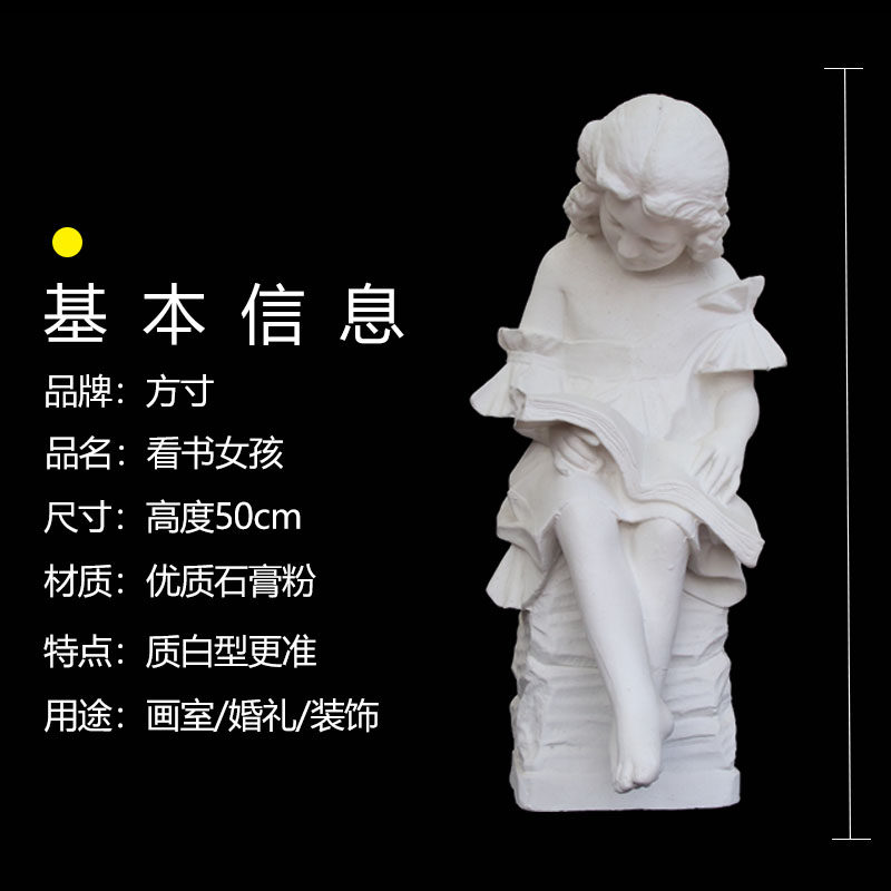 看书女孩姑娘石膏像质准型白摆件雕像装饰美术教具石膏像模型摆件