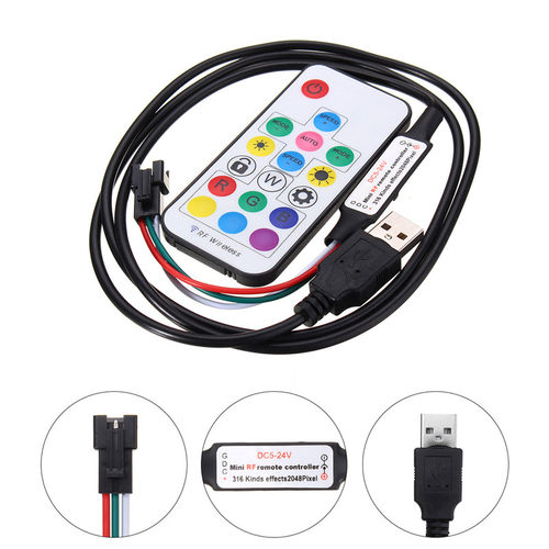 WS2812B幻彩5V LED灯条控制器无线RF14键17键USB接口全彩效果控制