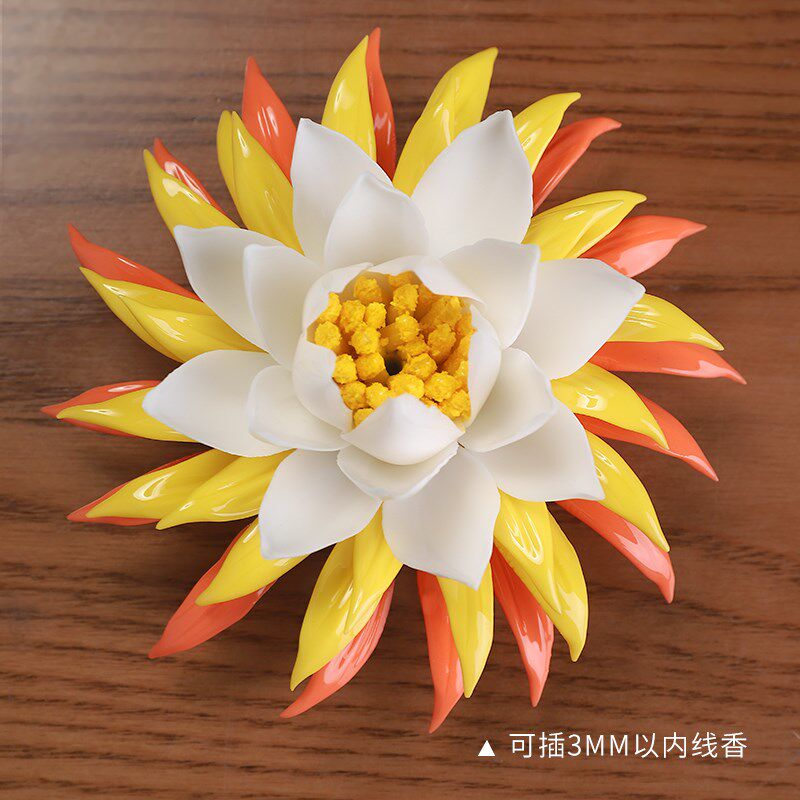 陶瓷纯手工永不凋零昙花线香插小摆件家居饰品卧室茶室装饰工艺品