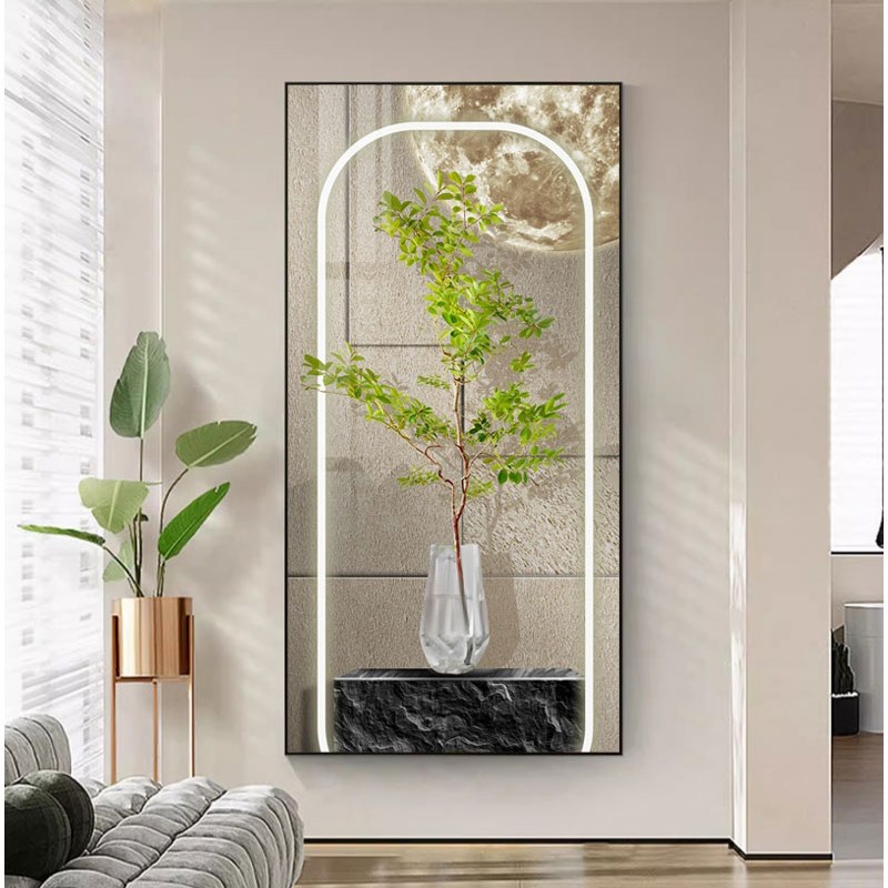 奶油风玄关装饰画简约绿植挂画竖版客厅走廊过道壁画北欧风格墙画