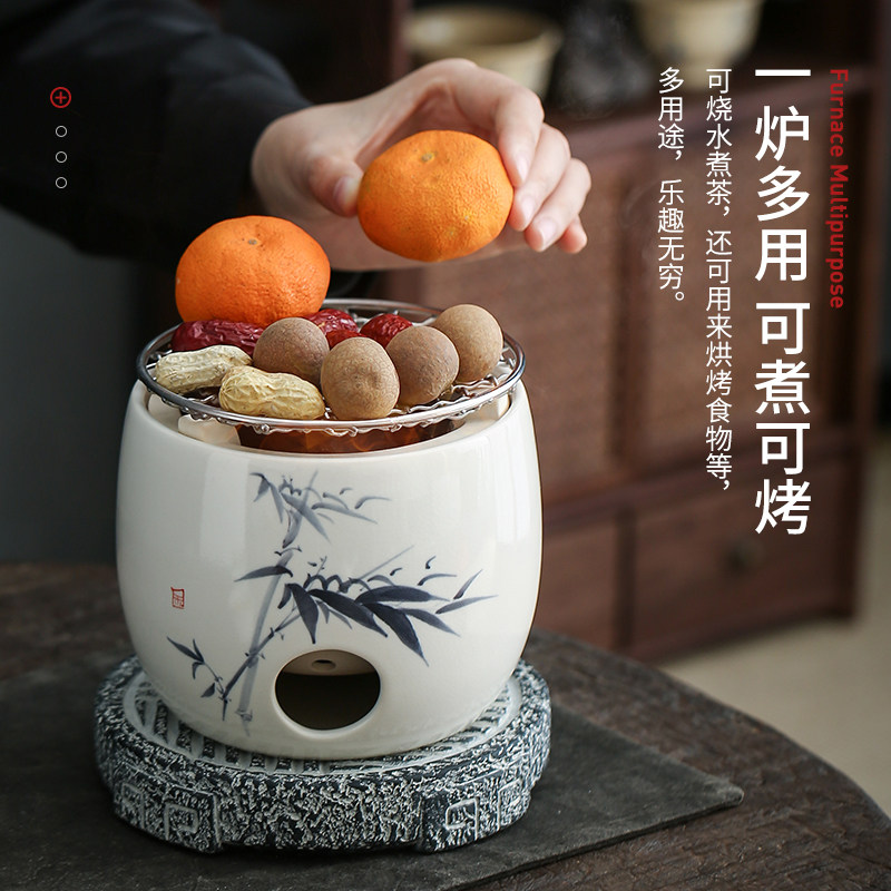 中式苏打釉炭炉围炉煮茶家用室外烧水泡茶炉罐罐茶白茶养生煮茶壶