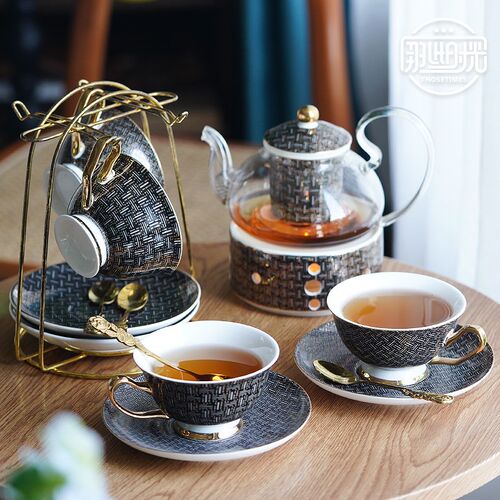 英式下午花茶具水果茶壶轻奢精致高档蜡烛加热玻璃茶壶花茶杯套装