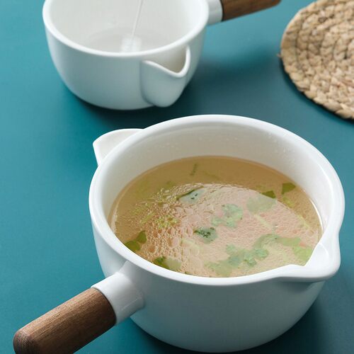 汤油分离器 陶瓷木柄汤碗过滤去油碗月子喝汤撇油碗厨房小工具