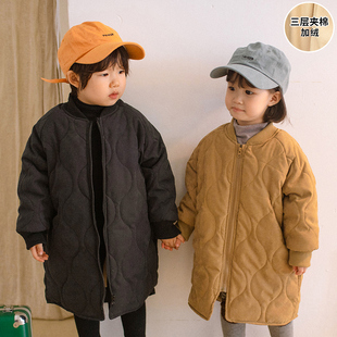 儿童棉衣中长款加绒加厚韩版男童女童棉服2021新款冬季小宝宝外套
