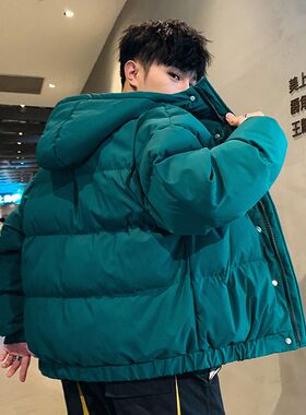 2022年男士羽绒服短款连帽棉衣青少年学生帅气面包服加厚冬季外套