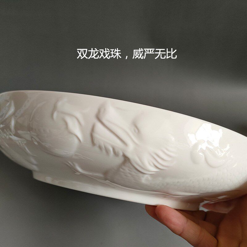陶瓷茶具茶盘套装整套带瓷盘功夫盖碗茶壶茶杯大套白瓷纯白色简约