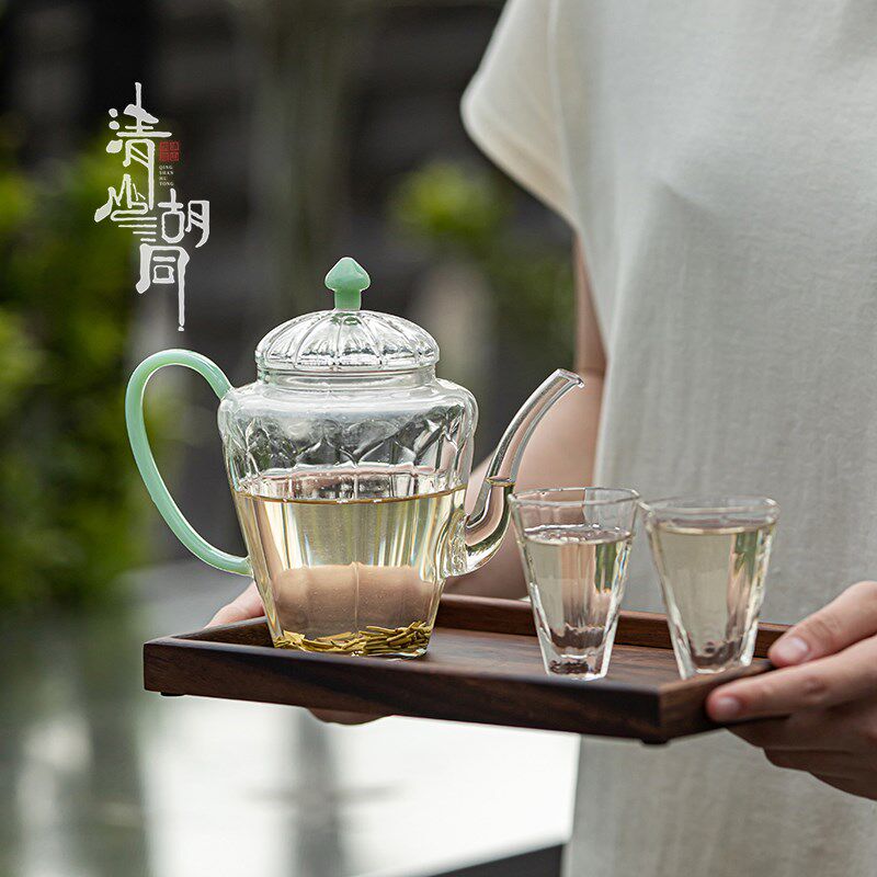 中式耐热玻璃执手壶家用花茶绿茶泡茶壶耐高温高硼硅茶壶透明单壶