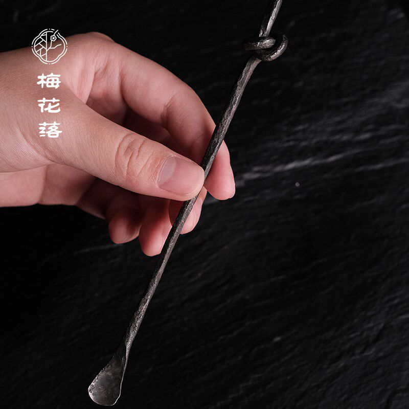 梅花落纯锡锻打茶勺茶针茶匙功夫茶道配件茶拨茶扒茶通庄庆森手作