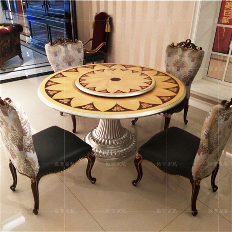 拉卡萨家具餐桌欧式实木雕花餐台美式餐桌法式奢华饭桌别墅家具
