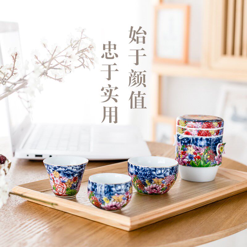成艺旅行茶具套装便携包快客杯一壶二杯三杯户外旅游玻璃茶壶茶杯