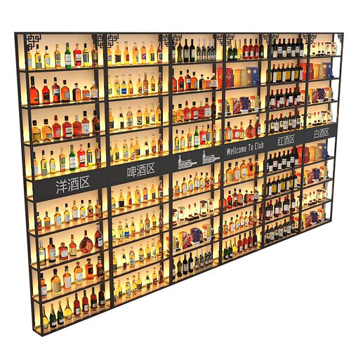 定制款铁艺酒吧酒架钢化玻璃吧台酒柜靠墙酒架展示柜红酒柜展示架