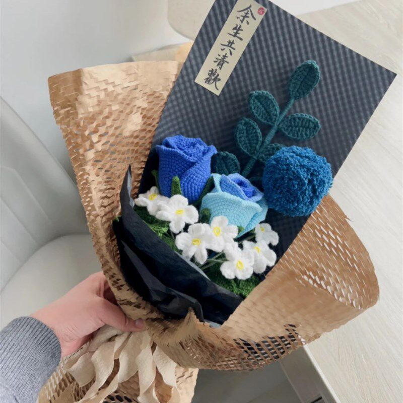手工编织酒杯玫瑰diy材料包自仿真花