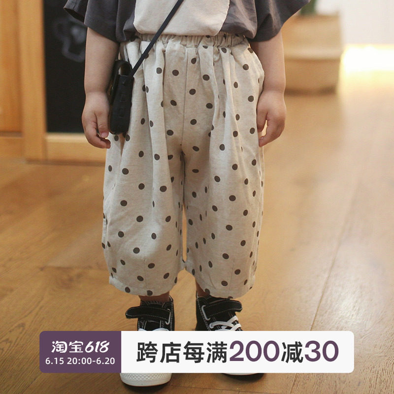 砚台家儿童防蚊裤男童裤子夏款宝宝棉麻七分裤薄款女童中裤宽松潮图片