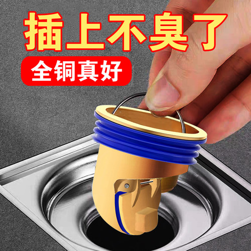 卫生间地漏防臭内芯全铜过滤网下水管道防虫防返臭味神器封闭口盖