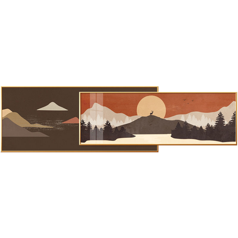 新中式轻奢客厅装饰画沙发背景墙挂画免打孔卧室晶瓷画叠加画中画