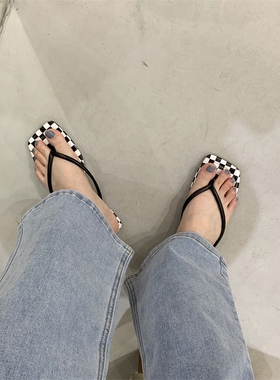 平底夹脚人字拖鞋女鞋子外穿2w023年新款夏季软底简约沙滩凉拖鞋