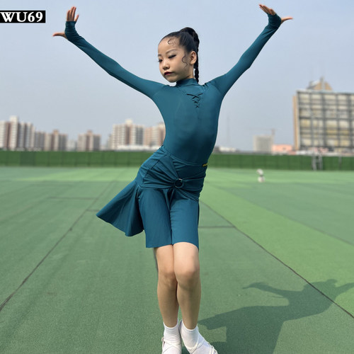 WU69儿童拉丁舞练功服高级舞蹈专业表演训练服少儿拉丁服装女秋冬