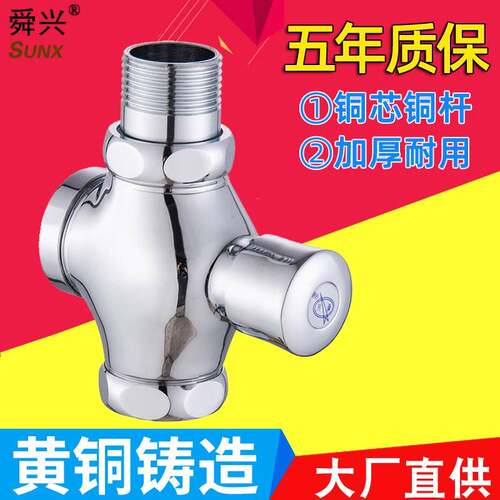 厕所冲水阀手按式开关延时阀四通蹲便器冲洗阀配件大便全铜化妆室