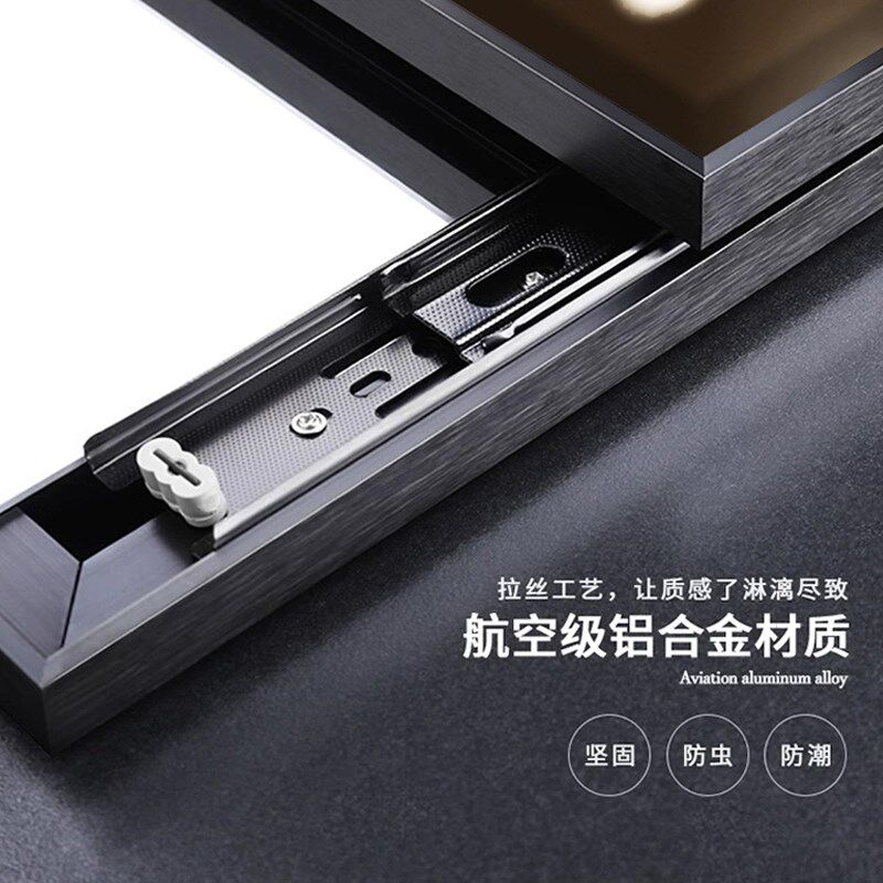 中古风玄关穿衣镜隐藏式diy毛毡板照片墙卧室推拉装饰隐身全身镜