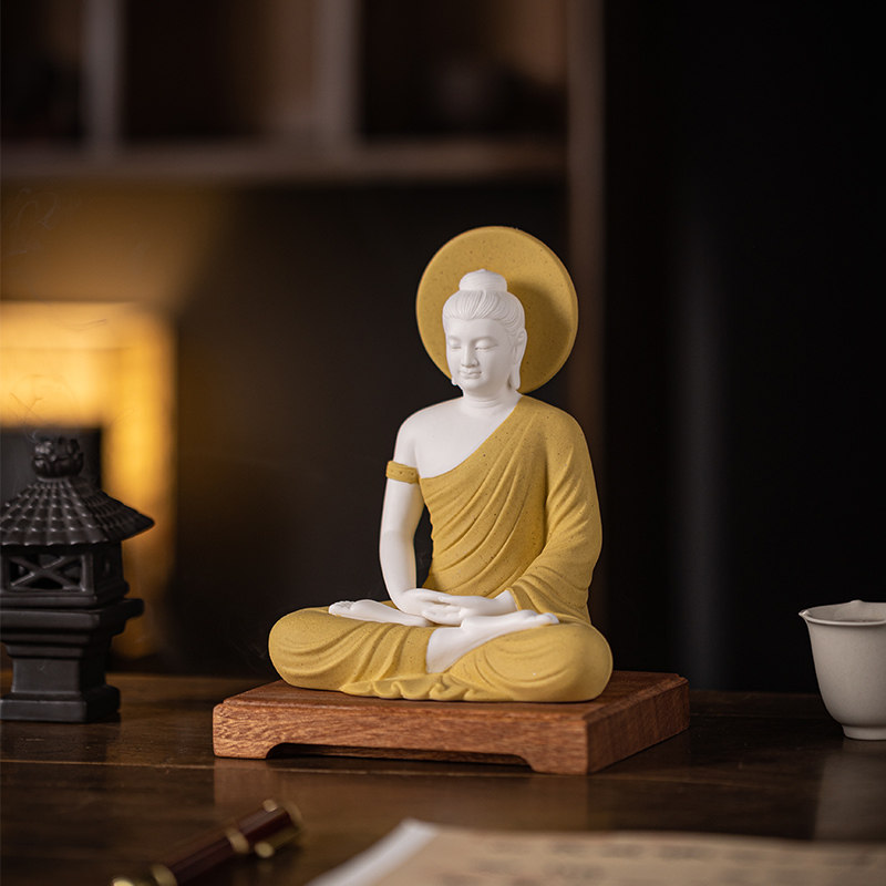 新中式陶瓷佛像释迦摩尼佛大日如来佛阿弥陀佛家居桌面摆件装饰品
