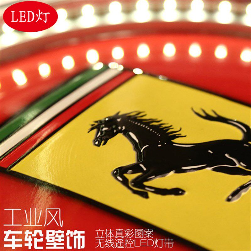 铁艺复古怀旧工业风酒吧网咖餐厅儿童房墙面轮胎LED灯装饰壁挂件