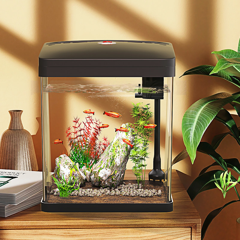 亚克力自循环鱼缸免换水设计 桌面型生态造景水族箱 适用于客厅懒