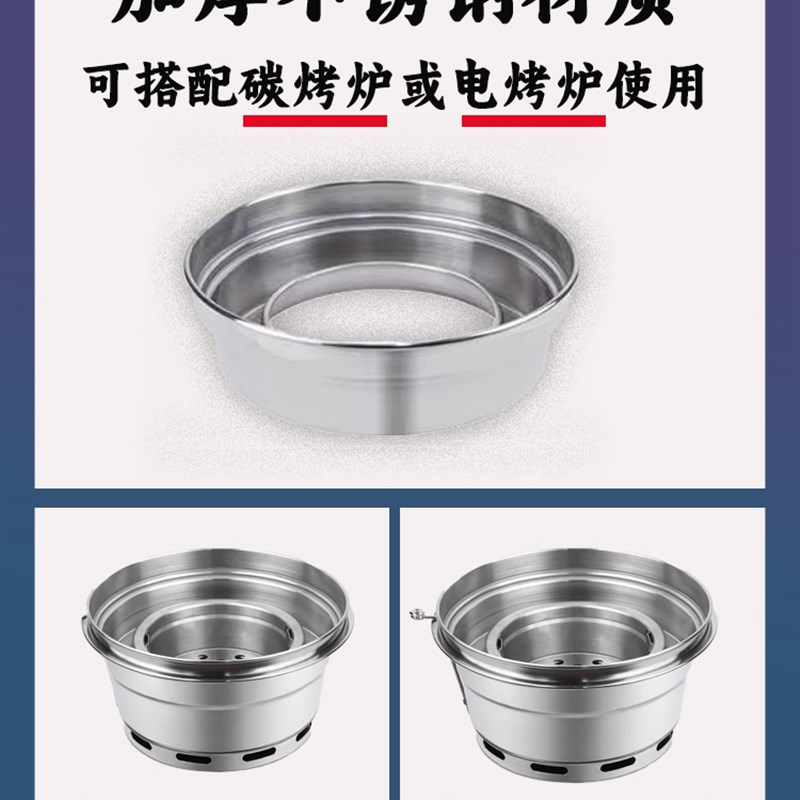 推荐韩式烤肉店上排不锈钢炭碳烤加高水圈水盆防溅油镶嵌烧烤炉子