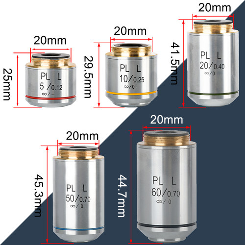 包邮5X-100X无限远长工作距离平场消色差显微镜物镜RMS接口20.2mm