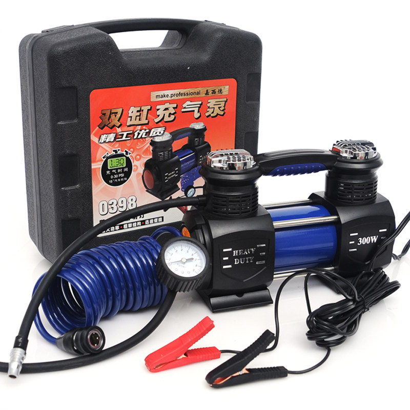嘉西德 汽车打气泵 300W 充气泵 便携式车载 电动双缸充气泵 0398