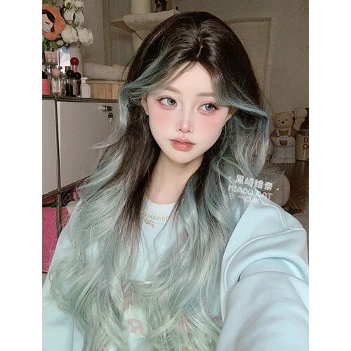 一口喵假发冬季新款渐变女日常网红长卷发自然逼真全头套