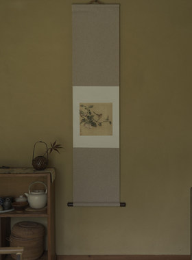 是名一鹿  宋小品花鸟挂画中式禅意装饰画卷轴蔷薇桃花茶空间